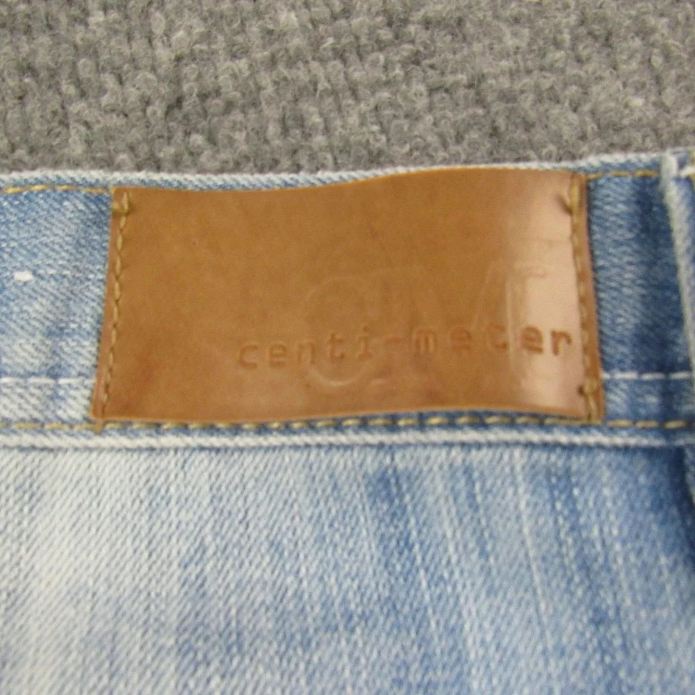 Centi-Meter Jeans Mens‎ 44x32 Light Wash Denim Jeans Embroidered Pockets
